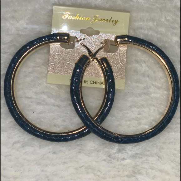 Blue and gold hoop earrings! - Picture 2 of 3
